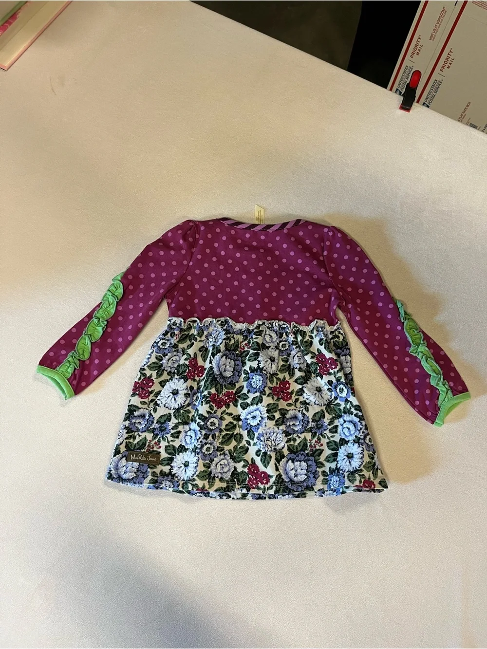 Matilda Jane Girls Dress  18-24M Purple Floral Polka Dot NWT Boutique